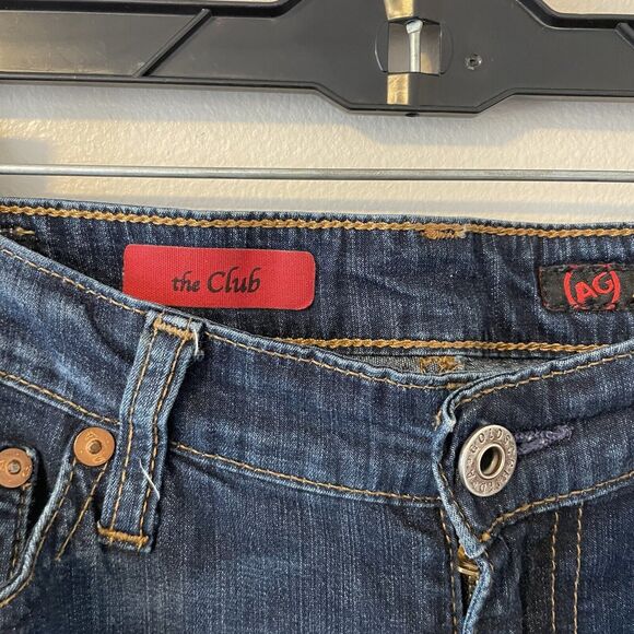 AG Adriano Goldschmied The Club Flare Jeans Women’s 27 R Blue Dark Wash Low Rise - Picture 2 of 8